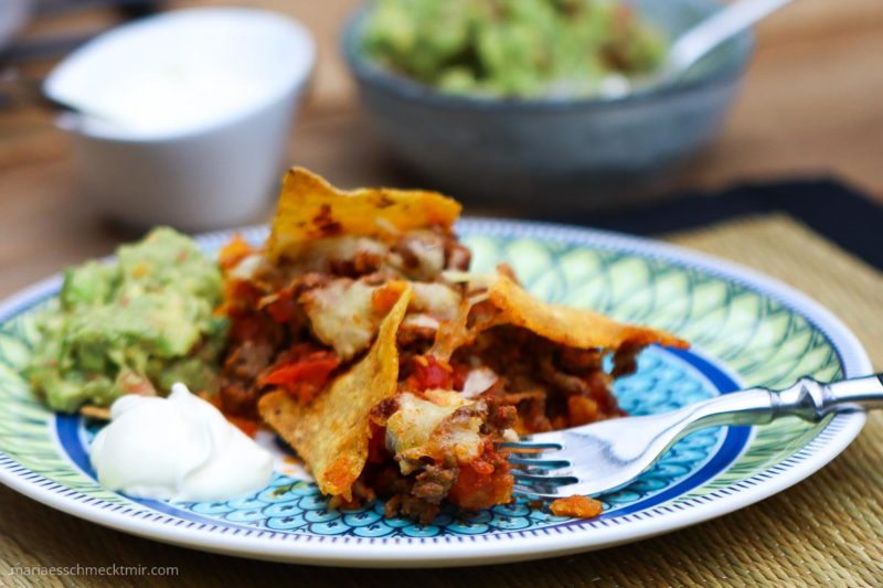 Nachos überbacken mit Guacamole