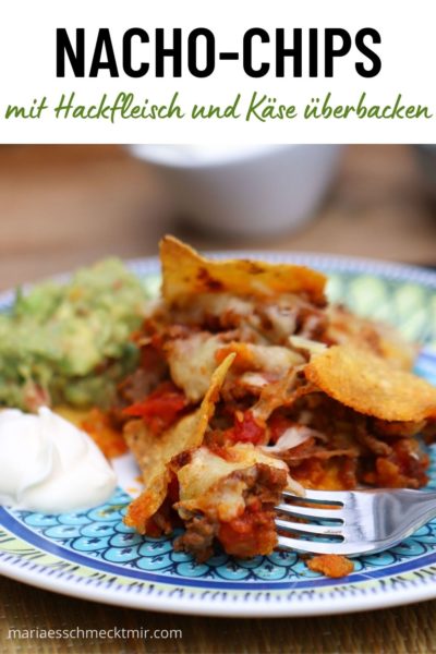 überbackene Käse-Nachos mit Hackfleisch