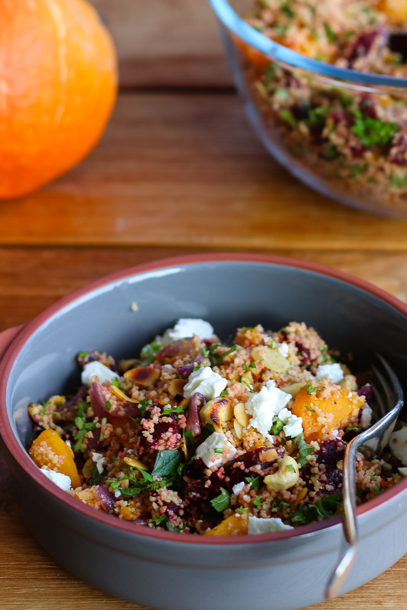 Couscous-Salat mit Kürbis und Roter Bete