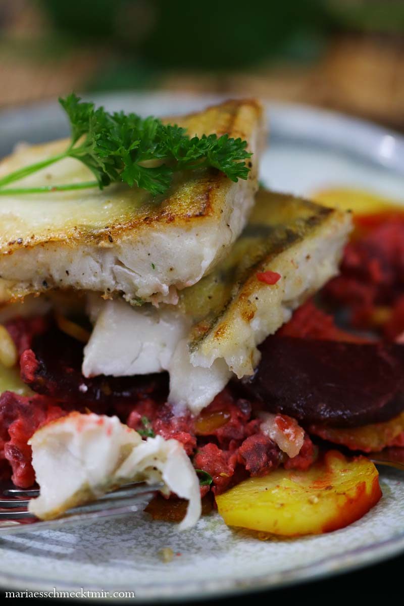 Zanderfilet gebraten mit Roter Bete