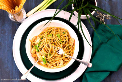 Spaghetti mit Knoblauch-Garnelen