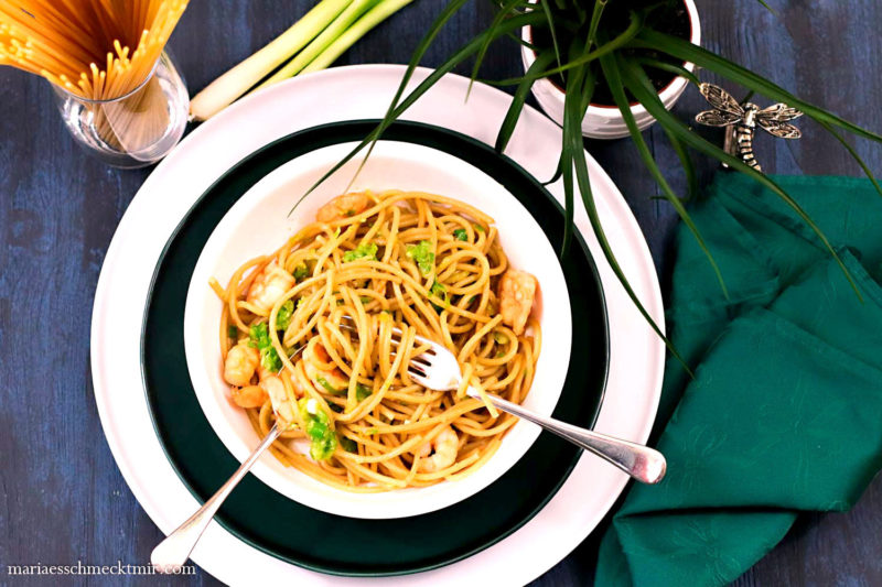 Spaghetti mit Knoblauch-Garnelen