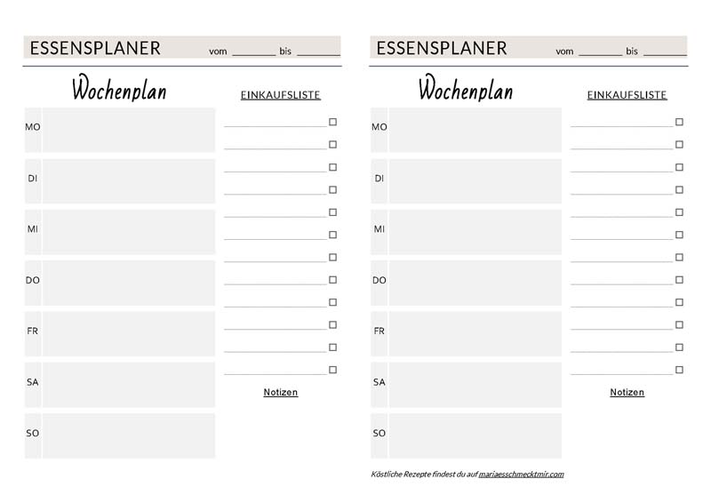 Wochenplan