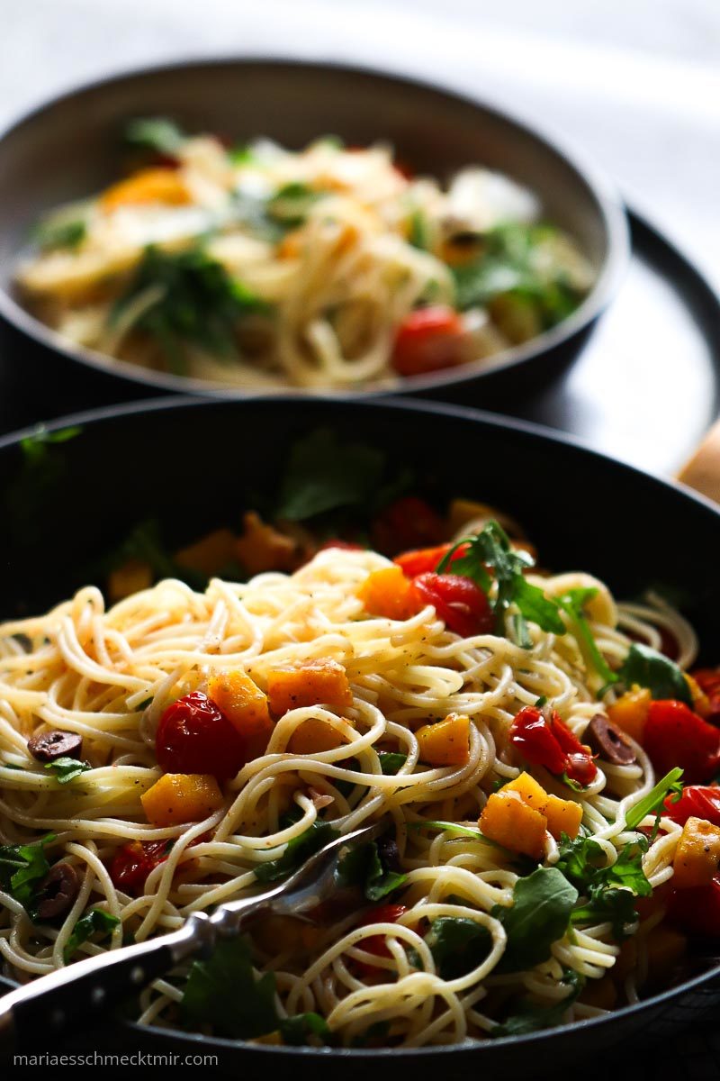 Pasta liebt Kürbis und Tomaten