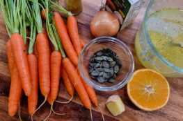 Zutaten für Karottensuppe mit Ingwer