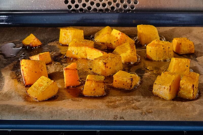 gerösteter Kürbis für die Kürbis-Polenta