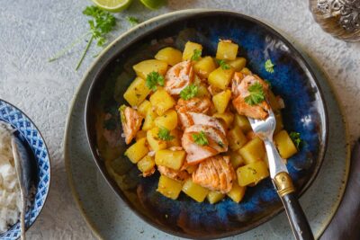 Gebratener Lachs mit Kartoffeln