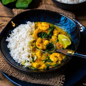 Garnelen Curry mit Spinat