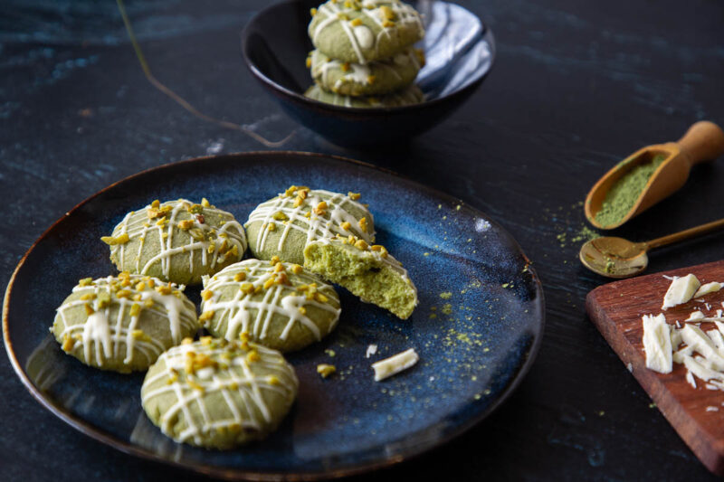Matcha Cookies gebacken