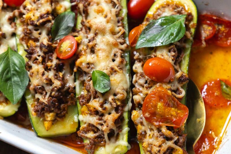 gefüllte zucchini fertig gebacken